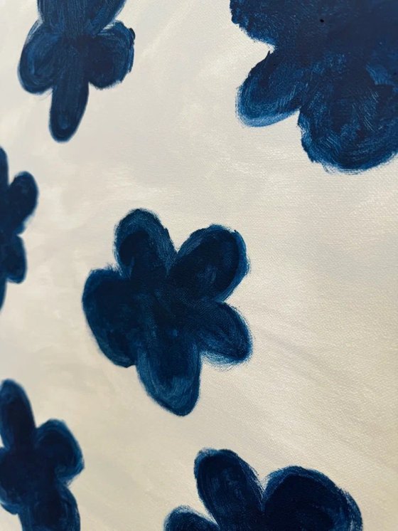 Blue Florals in Serene Space