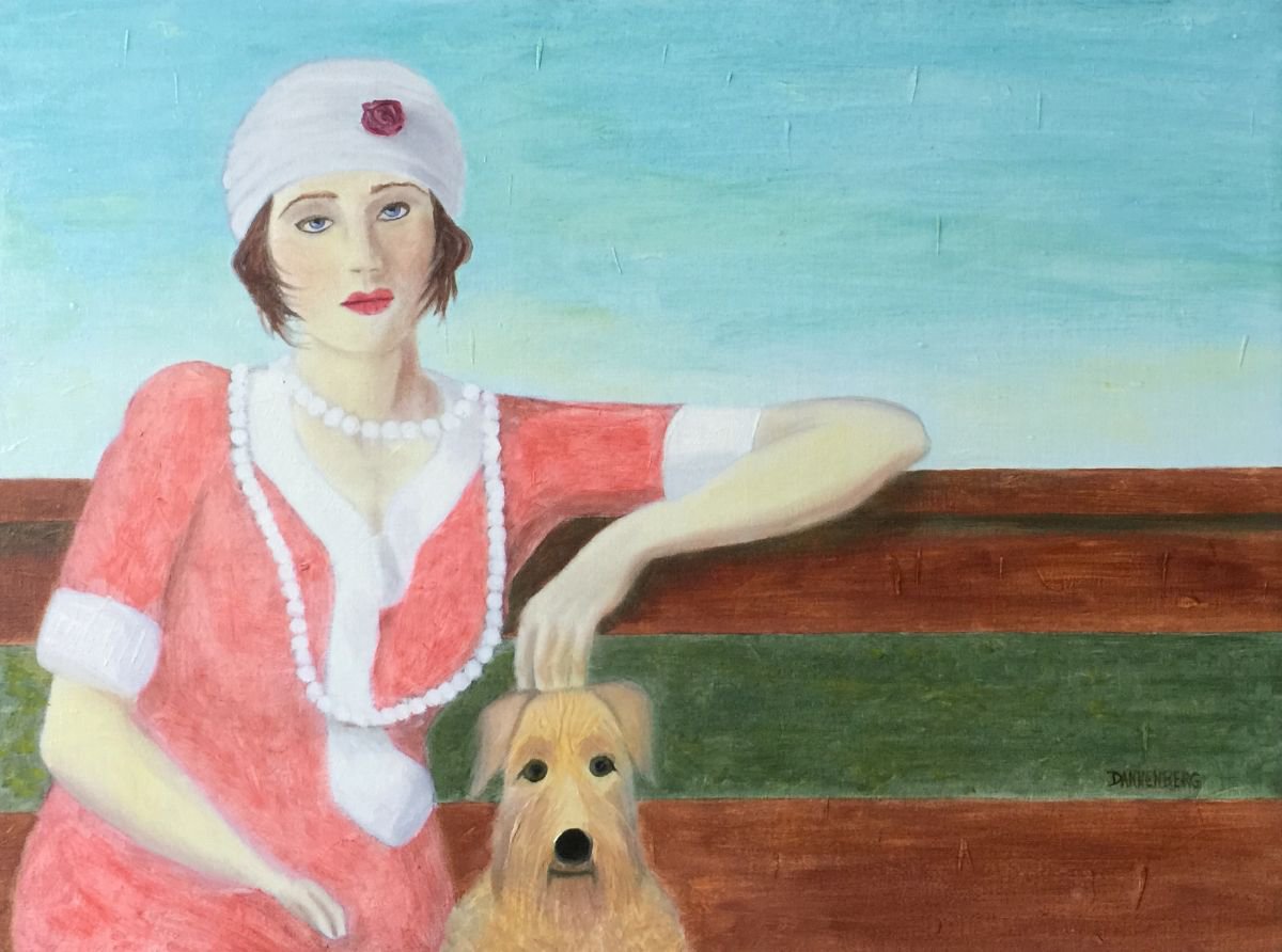 Impressionistic Portrait Oil Painting By Leslie Dannenberg, 24 X 18", Reminiscing, Original Artwork