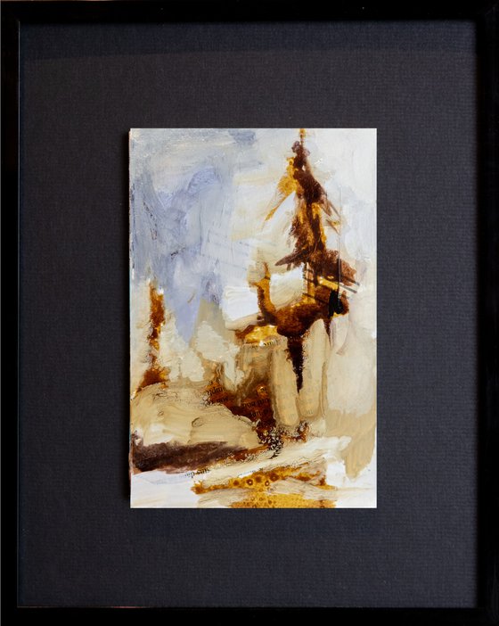 Neiges éternelles 5 - Small abstract landscape painting with mat