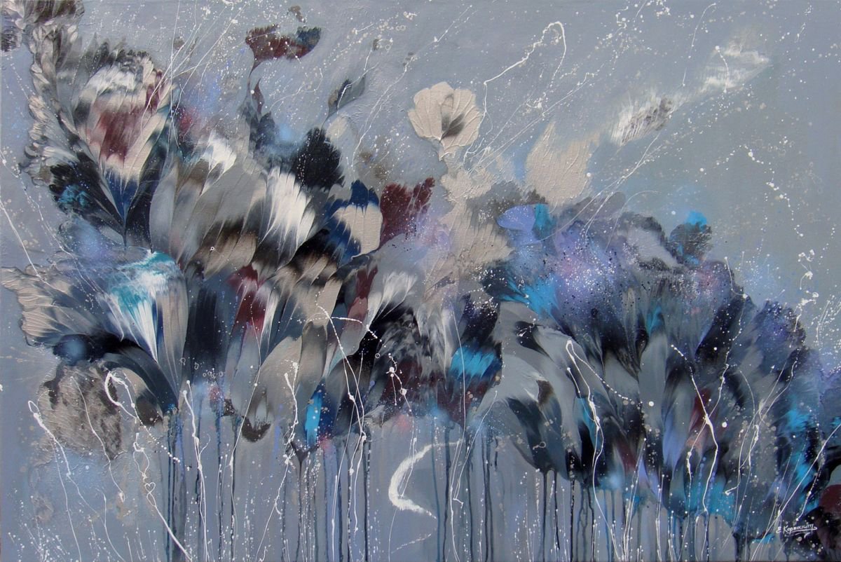 Flower melody-2 VERY LARGE Abstract Painting by Irini Karpikioti