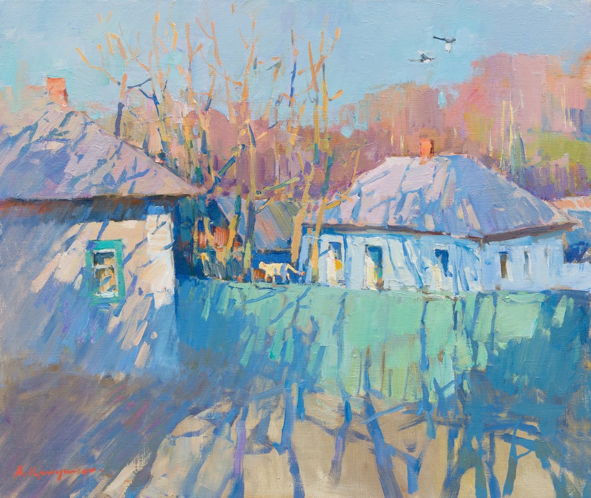 Impressionistic Landscape Oil Painting By Aleksandr Kryushyn, 26 X 22, April Morning, Original Artwork