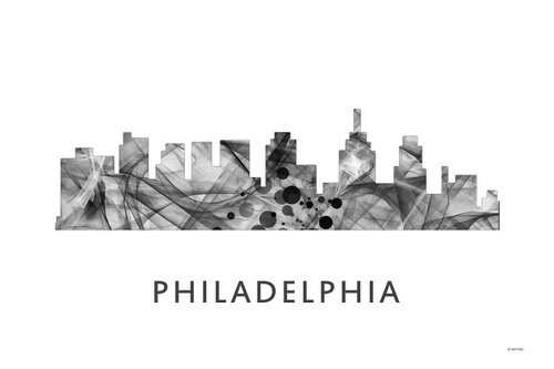 Philadelphia Pennsylvania Skyline WB BW by Marlene Watson