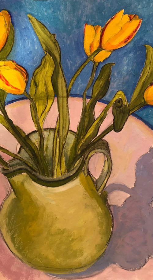 Yellow/Red Stripe Tulips by Christine Callum  McInally