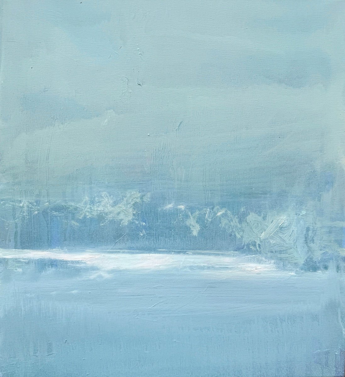 Expressive Landscape Oil Painting By Zakhar Shevchuk, 22 X 24", Cool Wave, Original Artwork