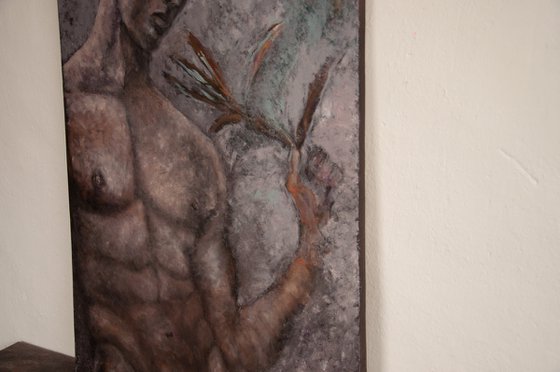 MY LOVE, MY LIFE, MY BEAST Large Original Male Nude Painting on Canvas