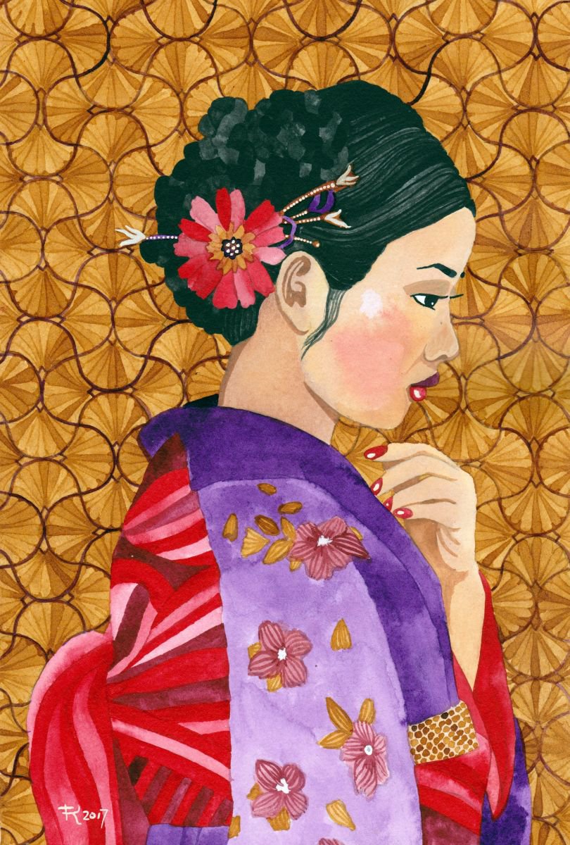 Girl with red flower by Terri Kelleher