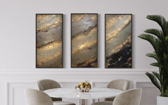 Sandstorm (Triptych) Large Abstract 150cm