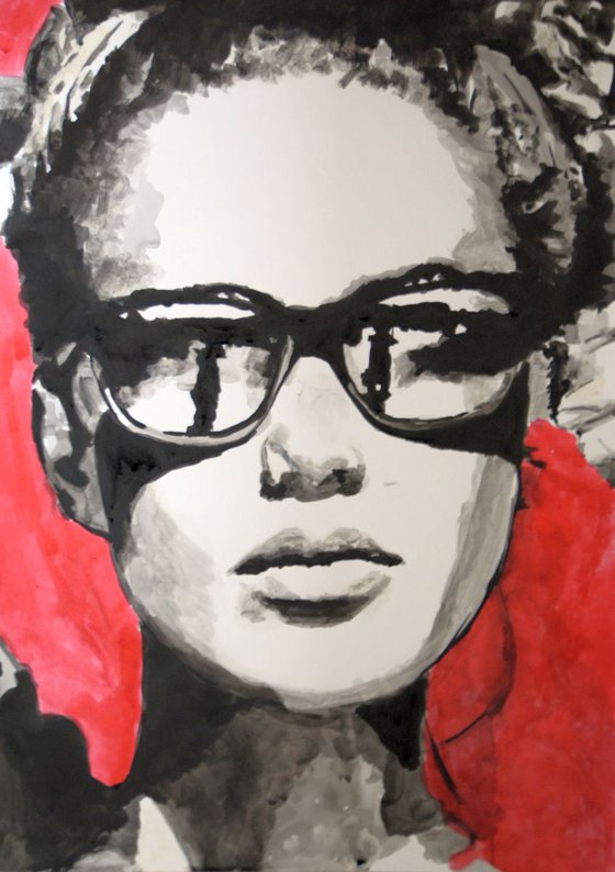 Girl with sunglasses / 70 X 50 cm