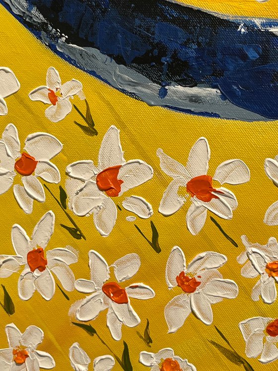 Woman Cat Daisy Original Painting