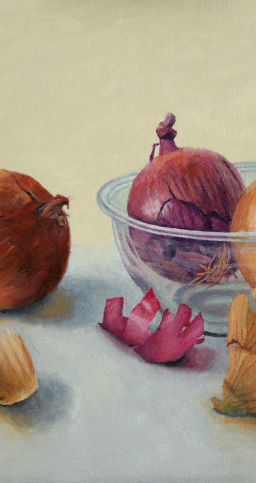 Onions and Glass Bowl by Douglas Newton