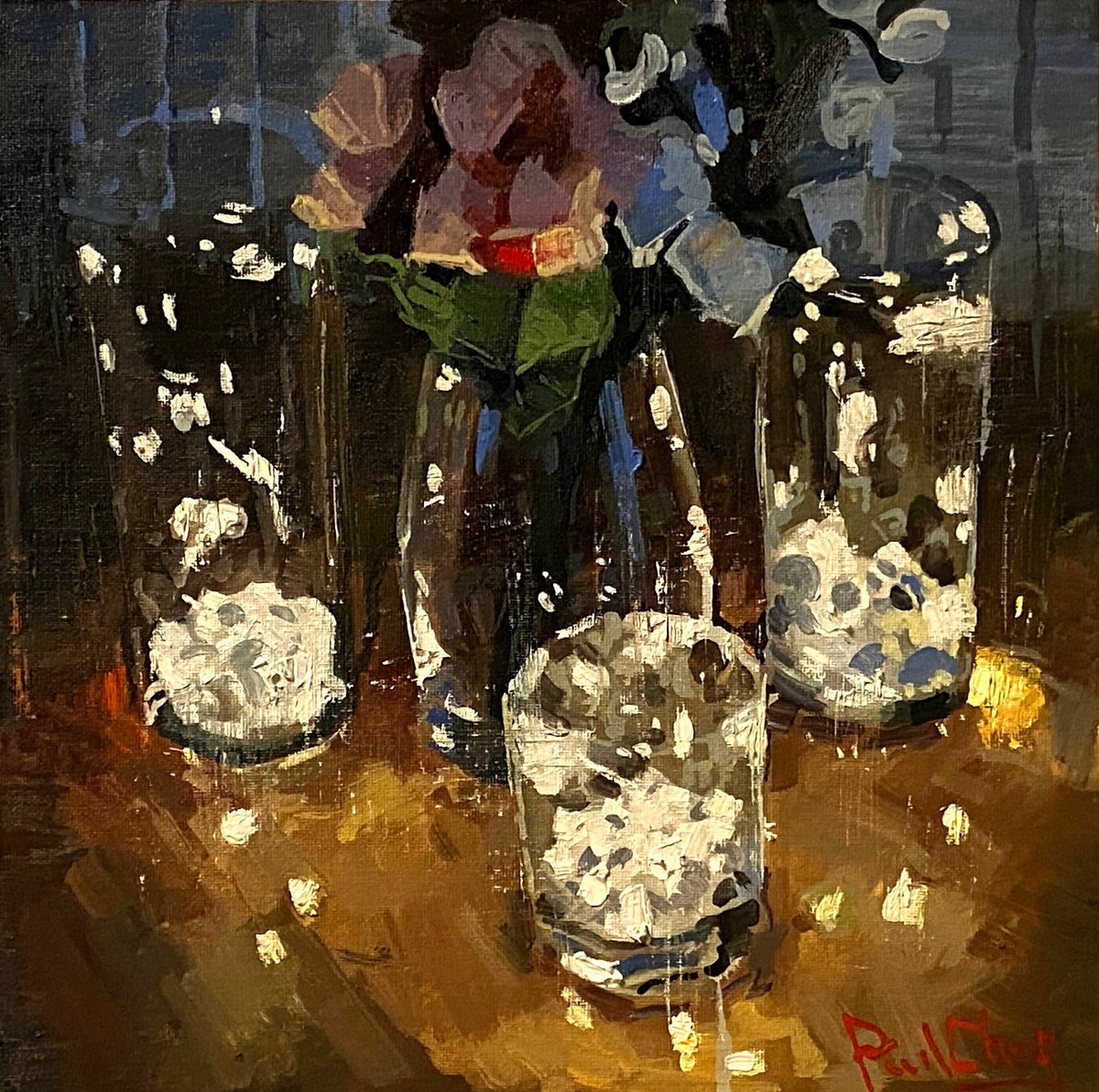 Impressionistic Cityscapes Oil Painting By Paul Cheng, 12 X 12", Valentine