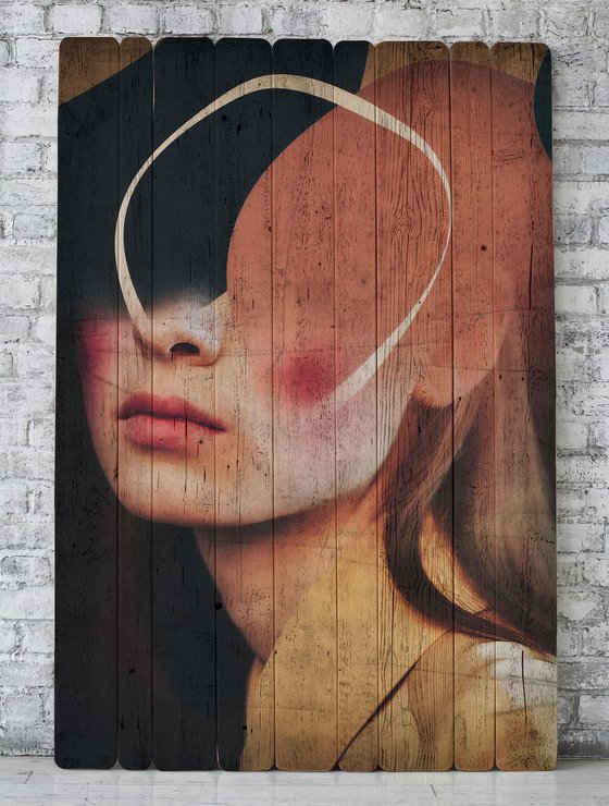 Barn board wood painting.  Art Color Face Vol. 44 - Golden light II.