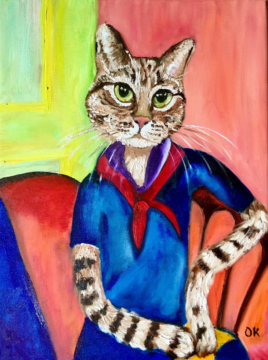 Cat Modigliani inspired by Amedeo Clemente Modigliani paintings. by Olga Koval