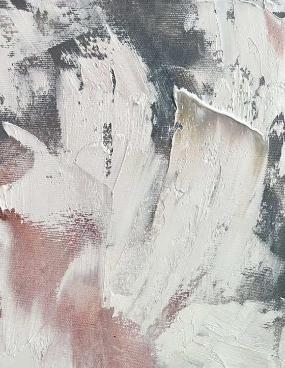 Texture white peony. Getle impasto peony painting.