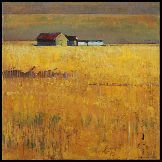 Golden Fields 30x30" 76x76cm Oil by Bo Kravchenko