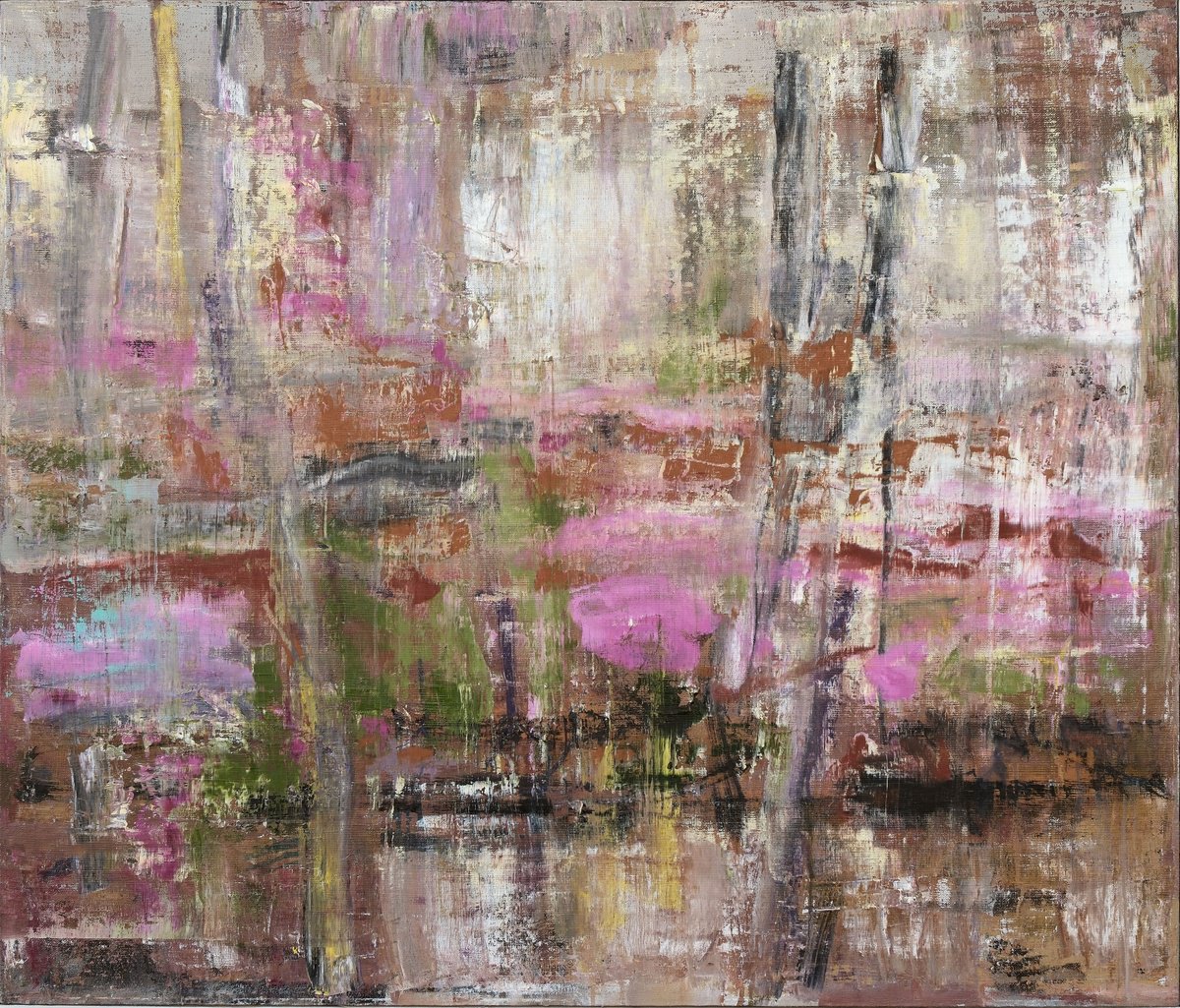 Organic Abstract Oil Painting By Florina Breazu, 48 X 41, Reverse/Symmetry Ii, Original Artwork