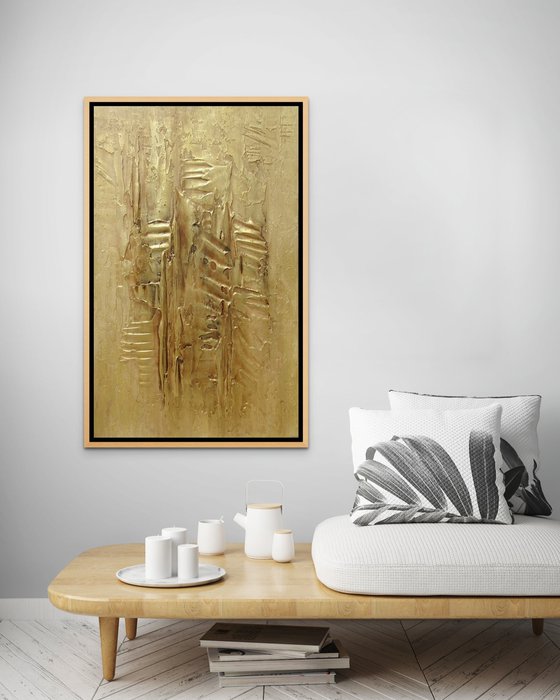FELICITY II. Gold Abstract Textured Interior 3D Luxury Painting
