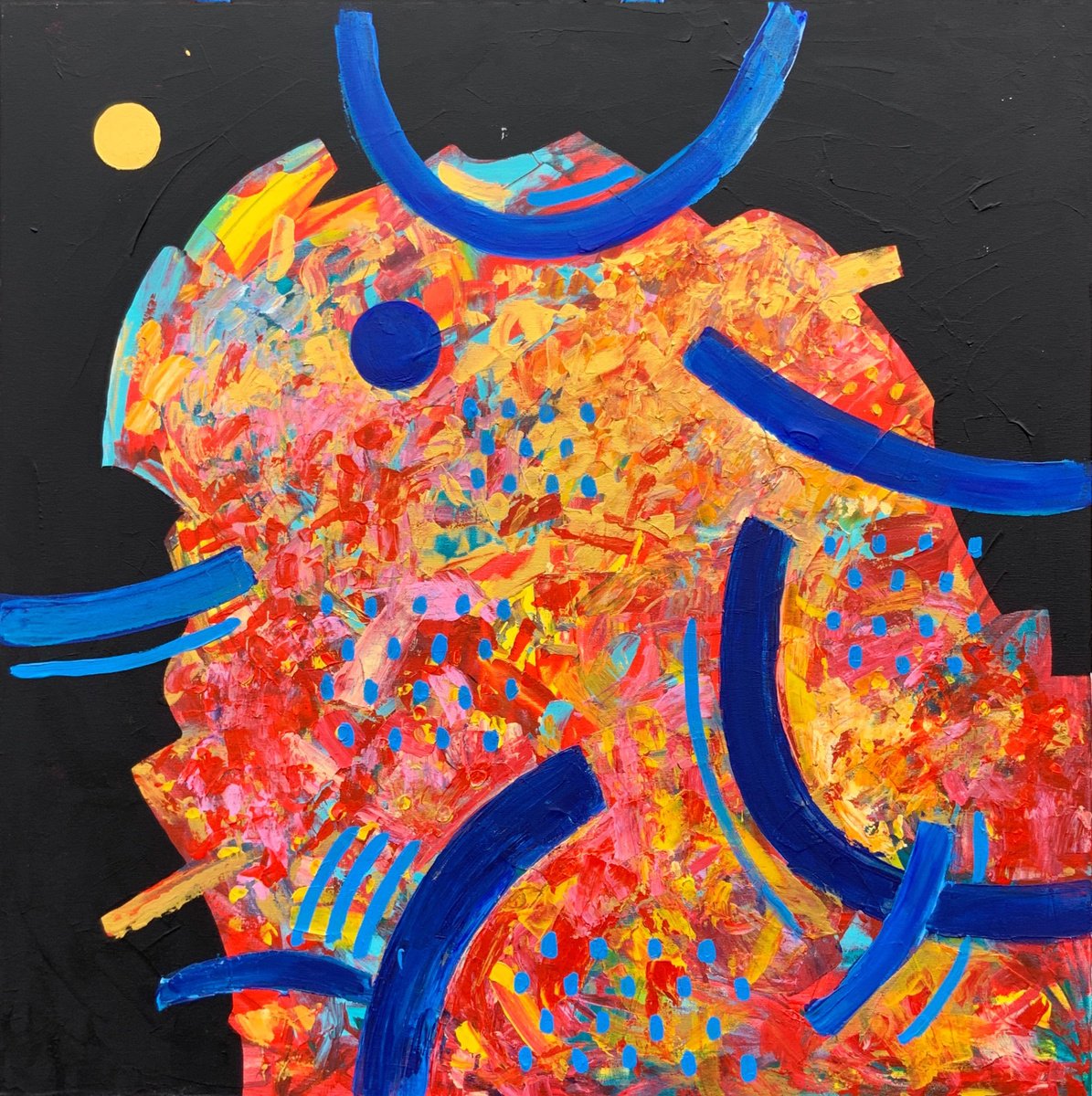 Geometric Abstract Acrylic Painting By Elena Tomilova, 35 X 35, Abstract - 1, Original Artwork