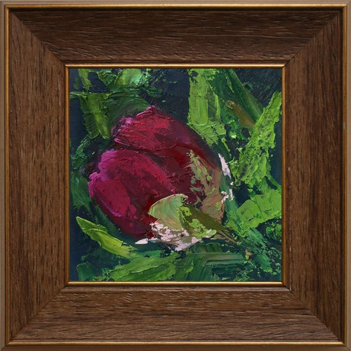 Peony Bud... framed / ORIGINAL OIL PAINTING by Salana Art Gallery