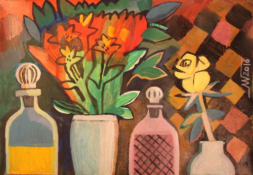 Flowers and decanters by Marina Gorkaeva