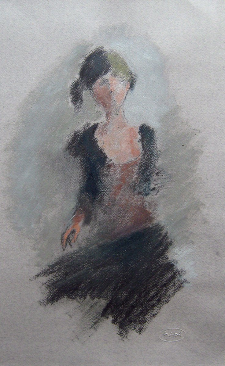 Girl in Black LO-125, author: Mato Jurkovic, acad. painter by Mato Jurkovic