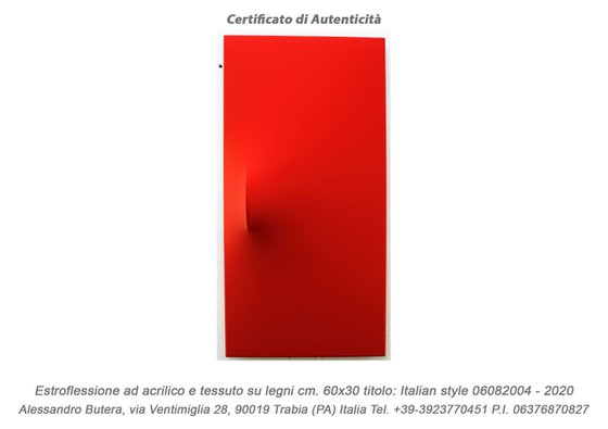 Italian style (serie) estroflessione ad acrilico e tessuto su mdf e legno