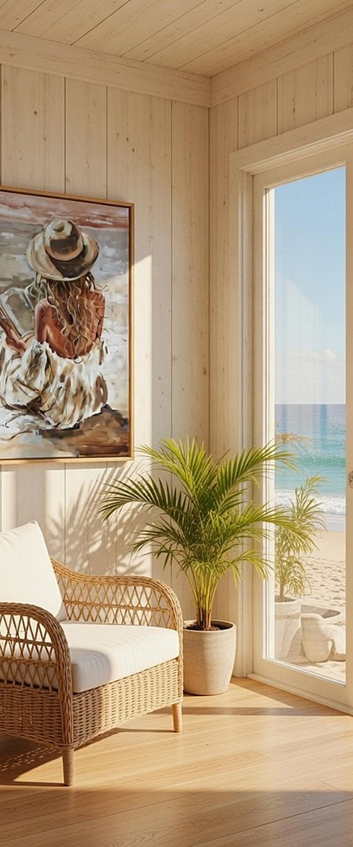 " GOOD STORY ON BEACH WITH BOOK " by Monika Luniak