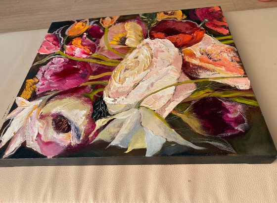 Floral romantic dream original painting on canvas