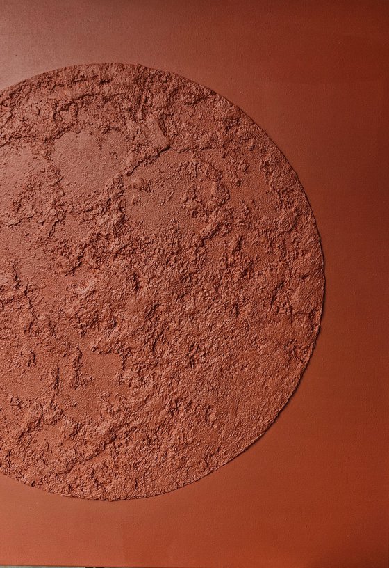 "Red Moon" Abstract moon high textured art