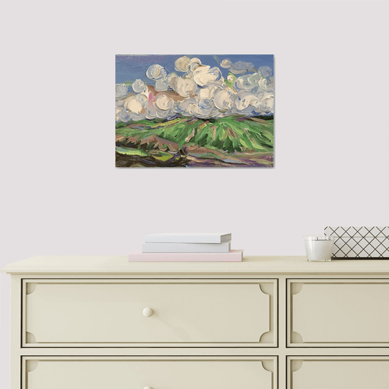 CLOUDS OVER MOUNTAIN. LANDSCAPE - mountainscape, mountain, life highland 25x35