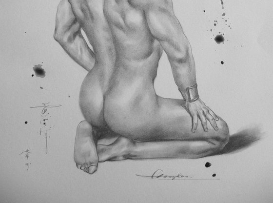 Drawing pencil naked man  #17420
