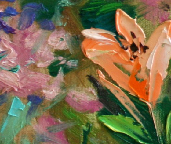 Lilies in the garden I /  ORIGINAL OIL PAINTING