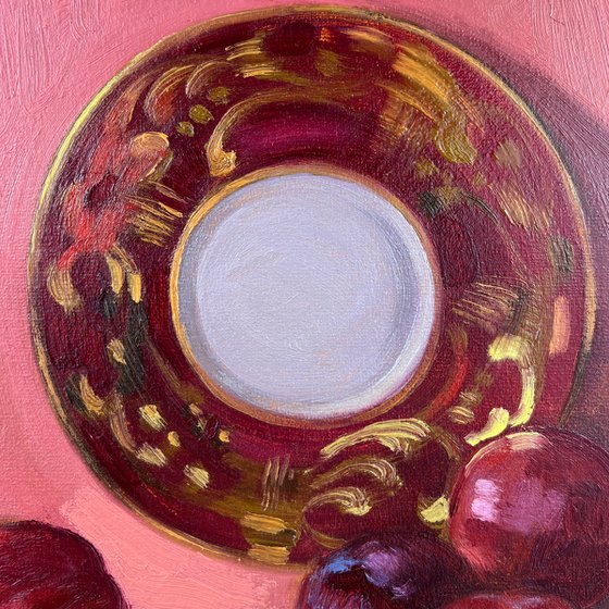 Still Life with plums and Limoges plate