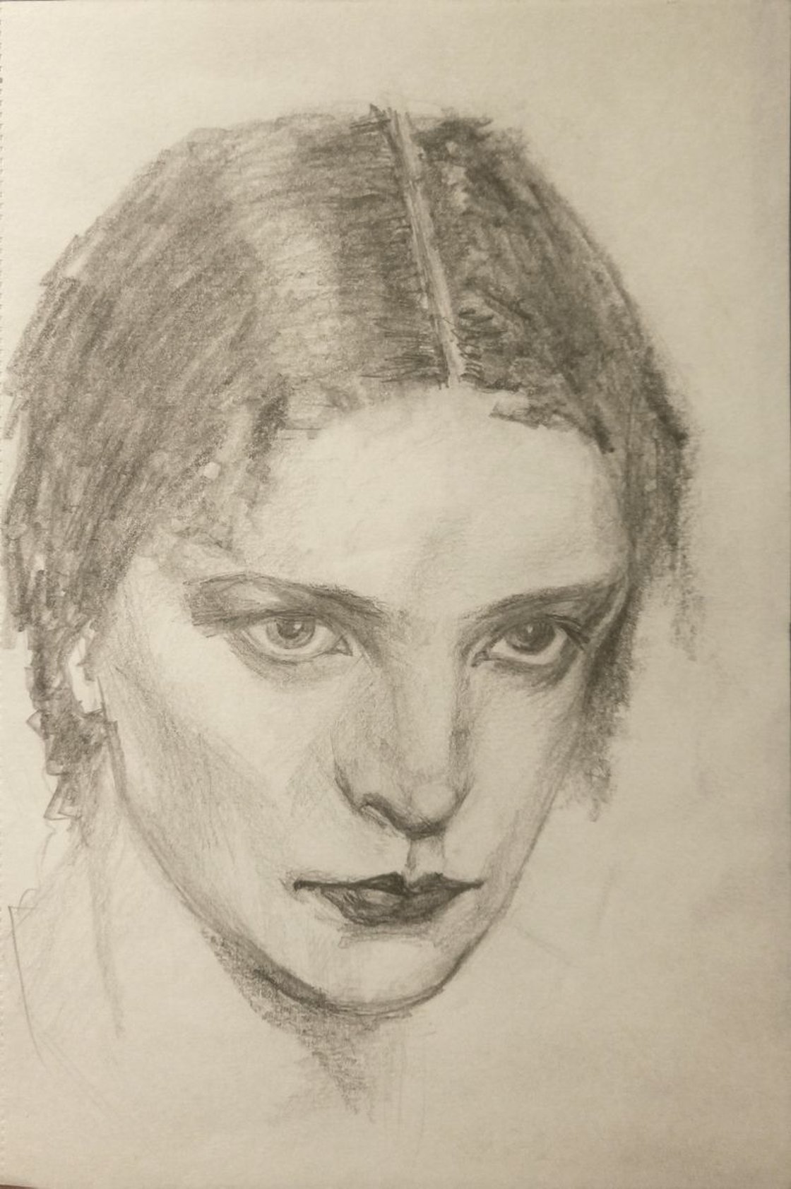 Copy Study Drawing From The Famous Artist N. Feshin Portrait Pencil 