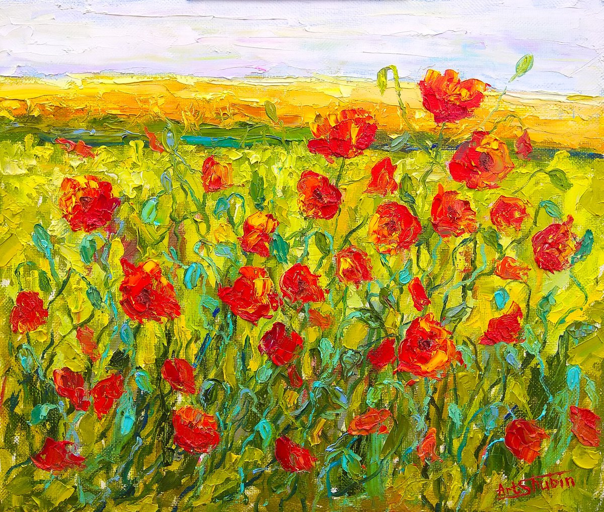Poppies near the rye field by Artem Shubin