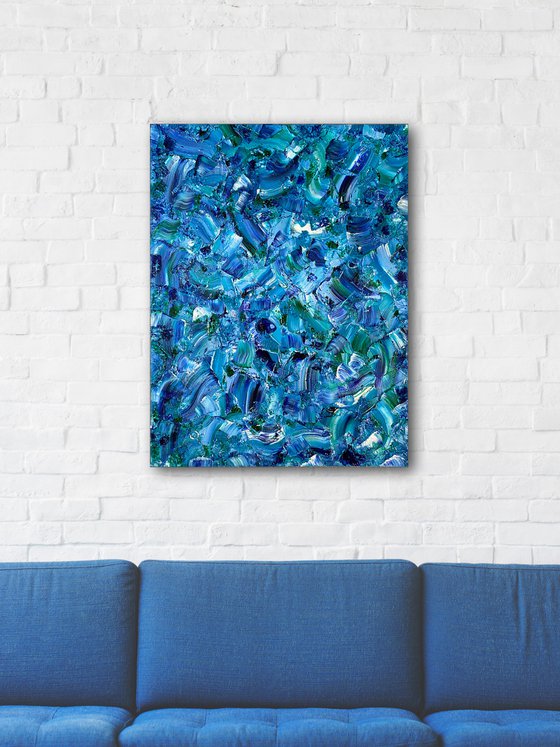 "Crash Over Me" - Original PMS Artwork Textured Abstract Oil Painting on Wood Panel - 24" x 32"