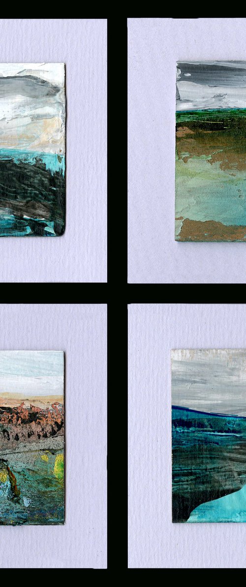 Mystical Land Collection 2 - 4 Small Textural  Landscape paintings by Kathy Morton Stanion by Kathy Morton Stanion