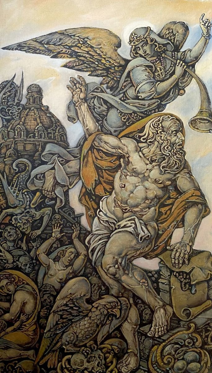 Surrealistic Oil Painting , The Vision Of John The Evangelist By Oleg And Alexander Litvinov, 30 X 18, Artwork For Sale On Artfinder