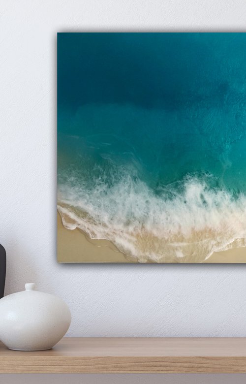 White Sand Beach #13 Ocean Painting by Ana Hefco