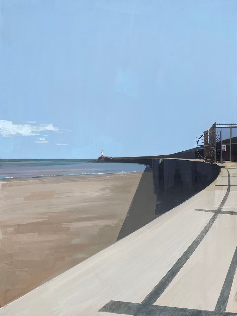 Impressionistic Landscape Acrylic Painting By Andrew Morris, 18 X 24, Newhaven Breakwater, Original Artwork