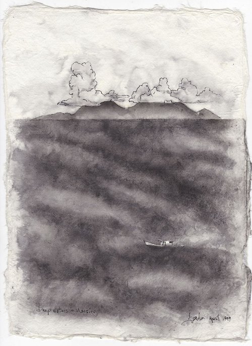 Deep Waters, Mersing, pen & ink by Gordon T.