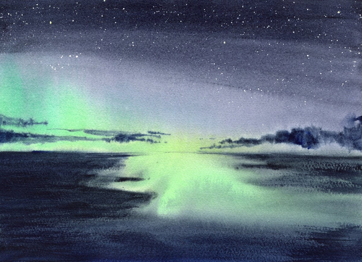 Aurora borealis. by Evgeniya Mokeeva