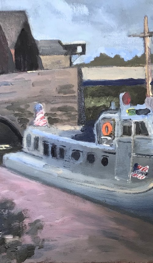 Rhine Patrol, an ex US Navy patrol boat, painting by Julian Lovegrove Art