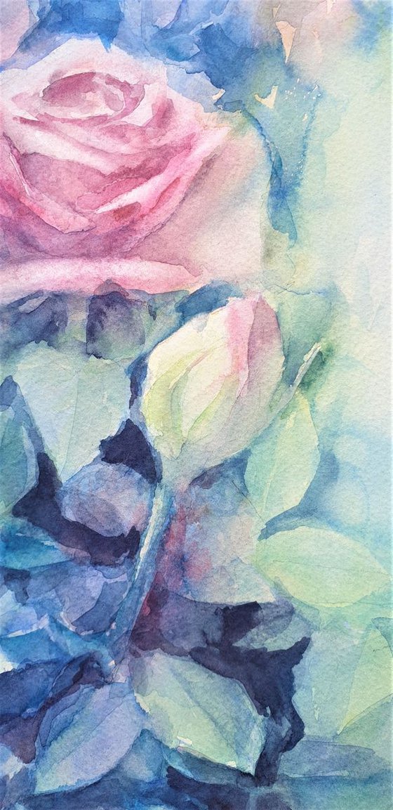 ROSES GARDEN 2019.027 original watercolor 30x45