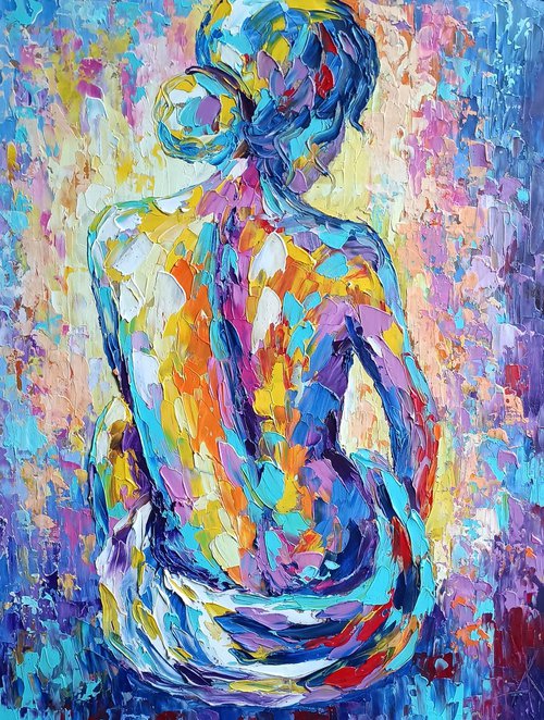 Nude Elegance - colored oil painting, beautiful, woman body, nude, erotic, body, woman, woman body, oil painting, gift for him, gift for man, nu by Anastasia Kozorez