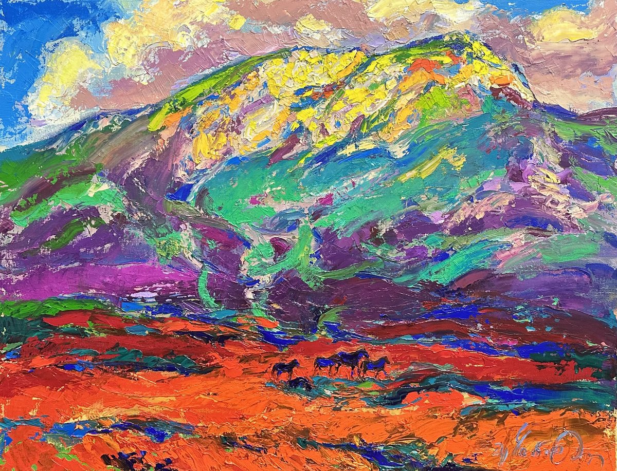 Impressionistic Landscape Oil Painting By Andrii Chebotaru, 33 X 26, Morning Expanses, Original Artwork