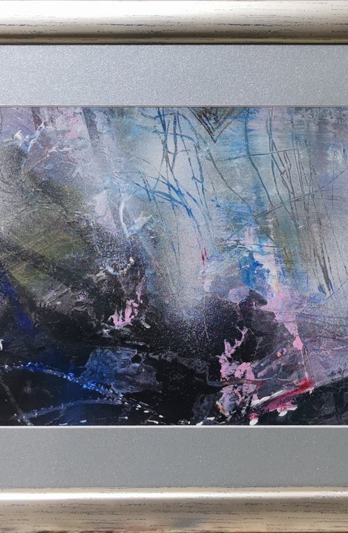 Framed fascinating abstract landscape silence in forest original O Kloska by Kloska Ovidiu