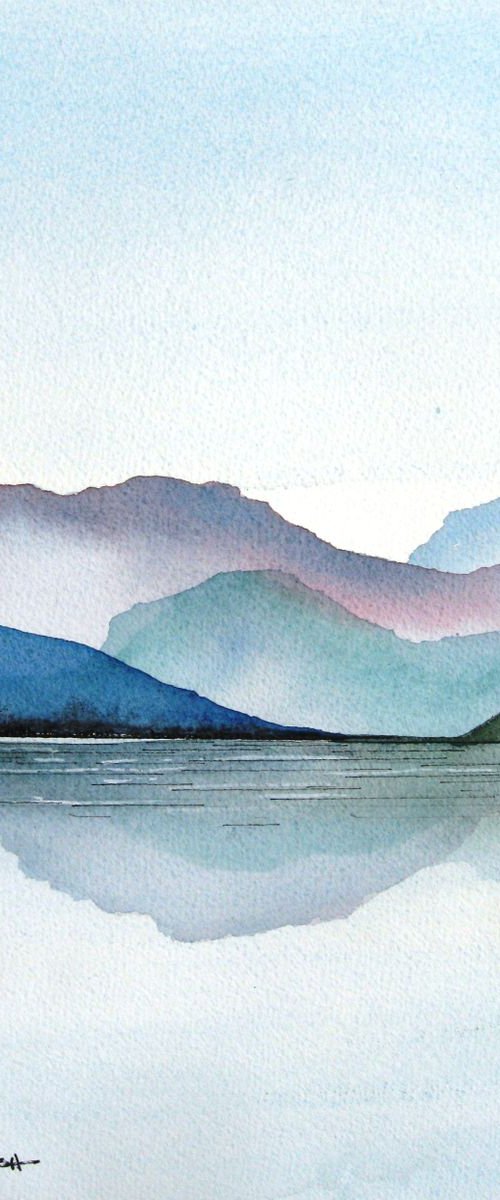 Highlands Lake - Original Watercolor Painting by CHARLES ASH