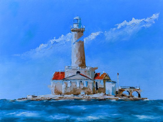 Porer lighthouse in Croatia. Croatian coast. Adriatic sea