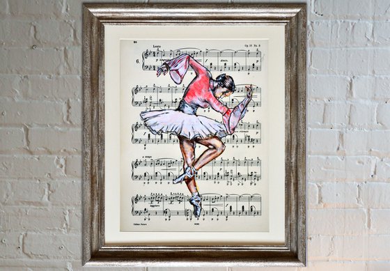 Ballerina XLI- Vintage Music Page, GIFT idea